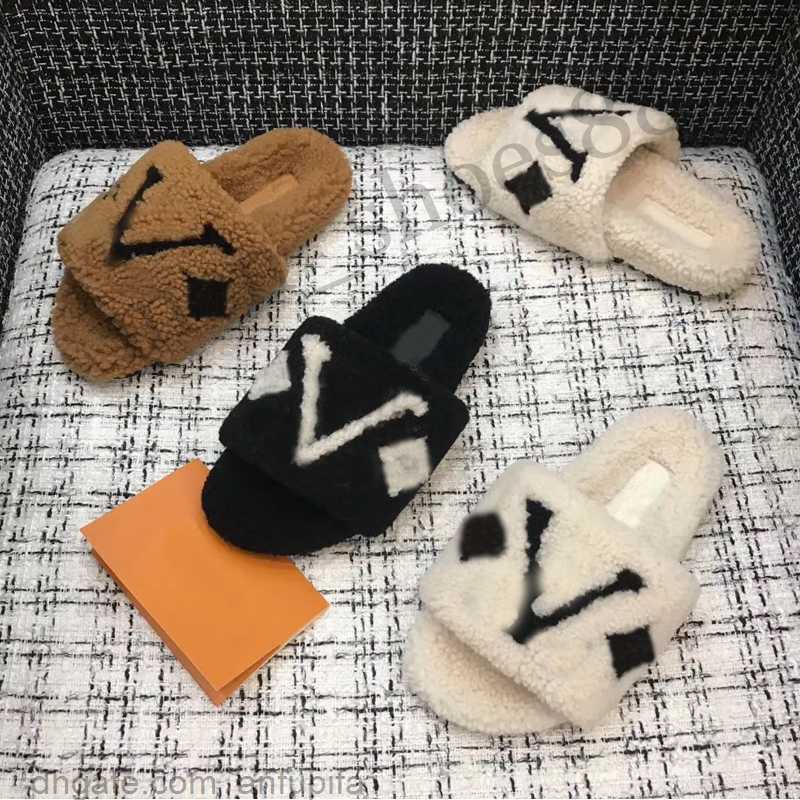 

2023 Luxury Slide Designer wool slippers Fashion Women Sandals Warm Comfort Slippers Woman Slipper Shoes Autumn Winter Slides Scuffs Sandal 35-42, Black word pink 35-42