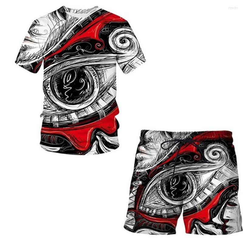 

Men's Tracksuits Summer 3D Printing Men's Fashion Graffiti Printed Pattern Sportswear O Neck Casual Street Short Sleeve T-shirt Shorts