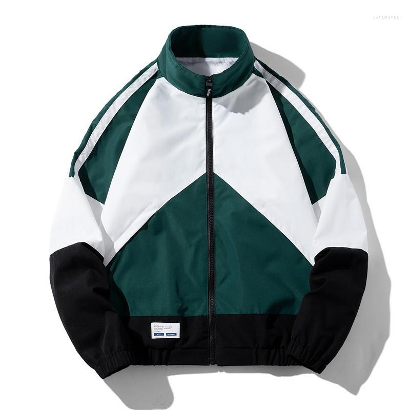 

Men's Jackets Mens Baseball Jacket Top Hip Hop Patchwork Loose Autumn Stand Collar Thin Men's Windbreaker Sportswear Casual, Gray