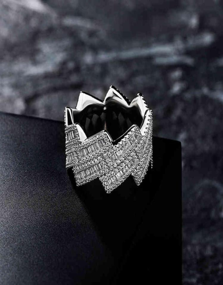 

2021 HIP HOP Modesieraden In Geel Goud High Quality Iced Out AAA Rectangle Zirconia Mannen Gepersonaliseerde Ring6040891
