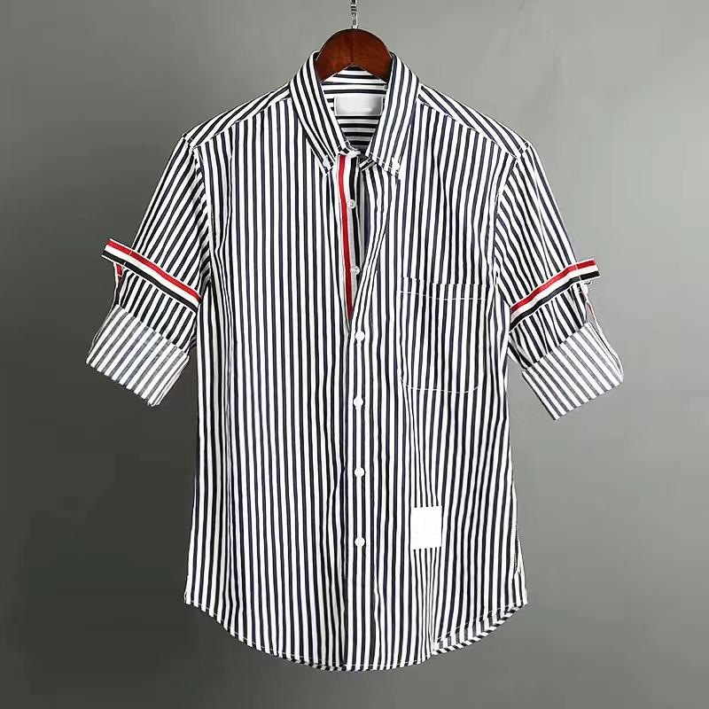 

Men's women T-Shirts pure cotton Loopback Jersey brown Knit Engineered thom Summer wear arm stripe Sweatshirt Crewneck Pullover M-4XL F5