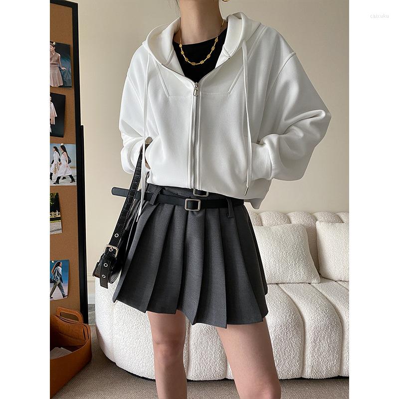 

Women' Jackets Sinan American Casual Three-dimensional Cut Short Silhouette Sweater Hooded Small Coat SN2896, Gray