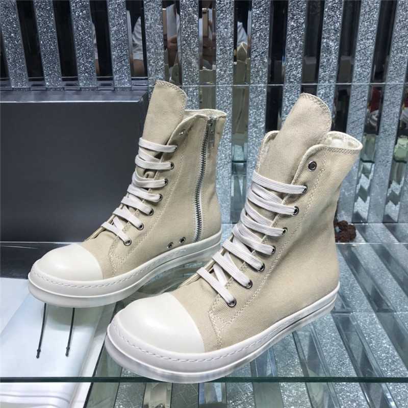 

Designer Luxury Rick Black Thick Bottom high top Casual Boots Owens Turbodrk Mens Canvas Female Board Retro Dissol lace-up high-top shoe With Original box, 19