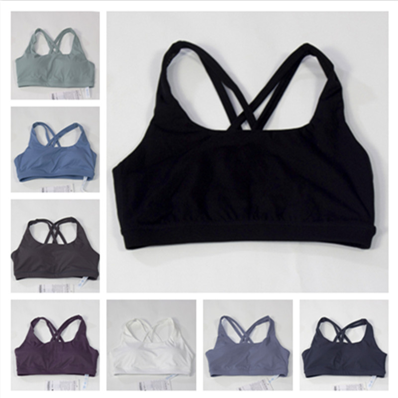 

LU-001 High Quality Fitness Bra Women Gym Tank Top Butter Soft Cross Back Yoga Vest Athletic High Impact Brassiere With Chest Pad lulus lemon, 0003