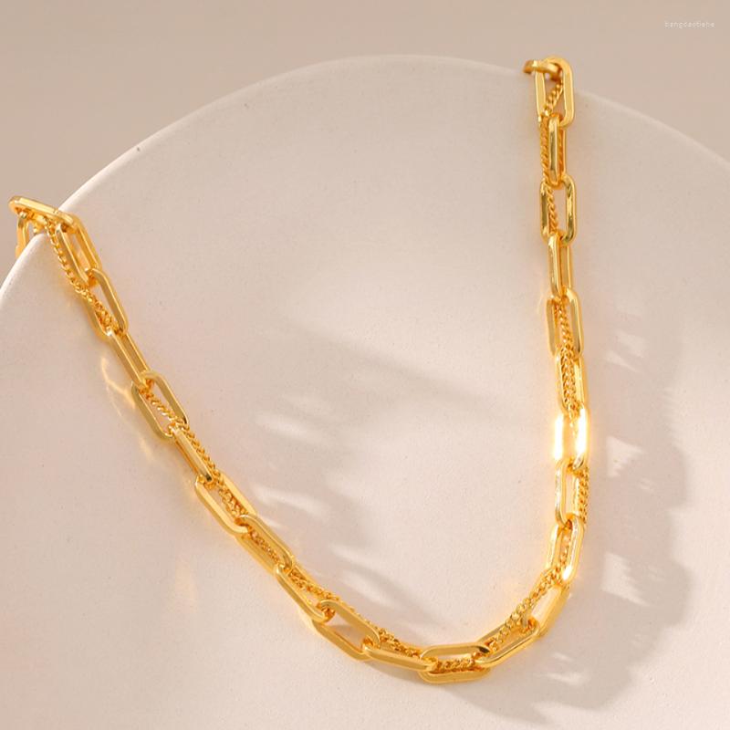 

Chains MKOPSZ Vintage Gold Color Necklace Geometric Paperclip Chain Necklaces For Women Ins Fashion Jewelry Everyday Accessories Gifts
