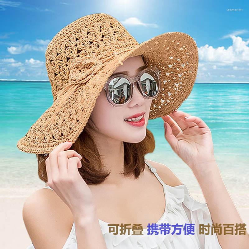 

Wide Brim Hats Ladies Straw Hat Handmade Summer Beach Sun Wild Western Style Hollow Breathable Seaside Big Fisherman Cap, Hdcm134-qian fen
