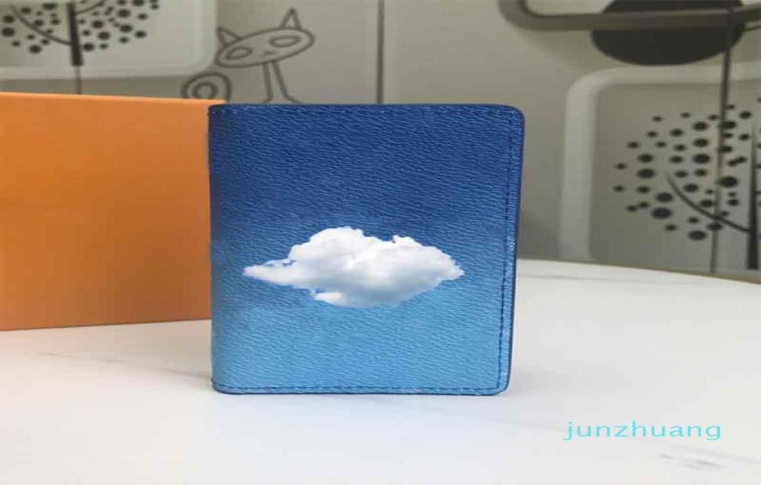 

Designer wallet women and men credit card holder high quality blue Flower long purse fashion clouds short bag8112956