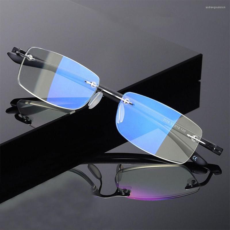 

Sunglasses Frameless Anti-Blue Light Business Reading Glasses Vintage Frame Eye Protection Ultra Office Eyeglasses For Men Women