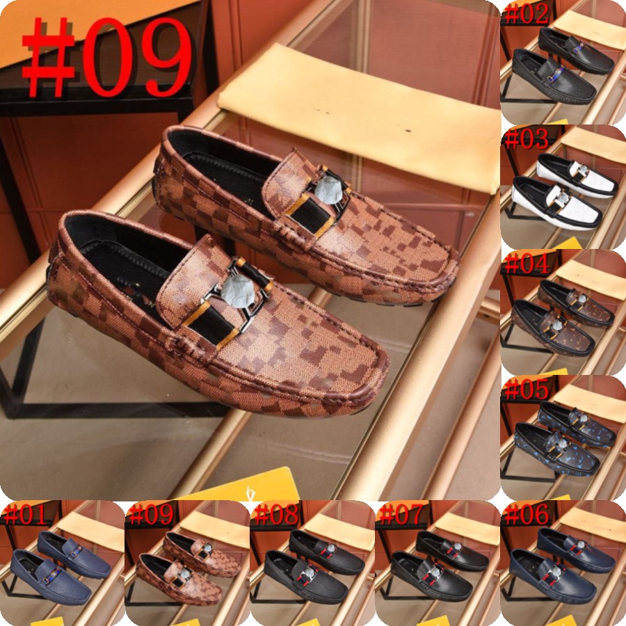 

19Model Genuine Leather Designer Men Loafers Shoes Luxury Brand 2023 Mens Loafers Moccasins Breathable Slip on Black Driving Shoes Plus Size, #02