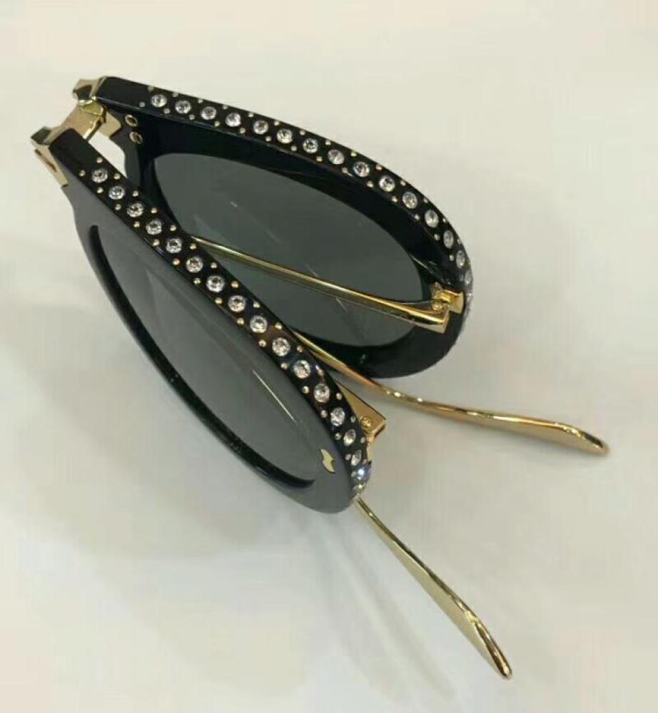 

0307s Sunglasses Glasses alone Folding Black Rhinestone Lens 0307 Fashion Sunglasses Eyewear Summer New with Box3163791