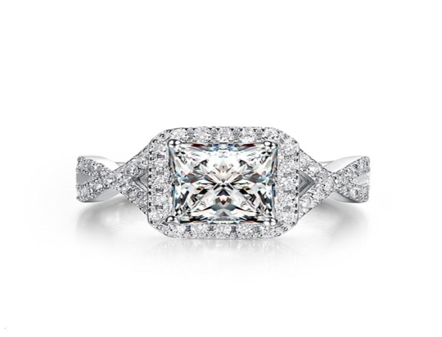 

HBP fashion Shipai jewelry 18K White Gold arm bow 7 Princess square women039s Handmade luxury diamond ring7864604