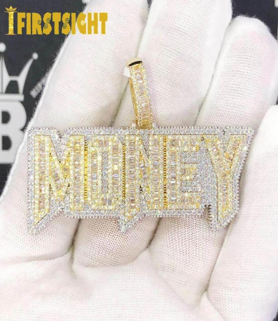 

Chains 2023 Iced Out Bling Letters Money Pendant Necklaces Gold Silver Color 5A Zircon Charm Men039s Hip Hop Jewelry9562420