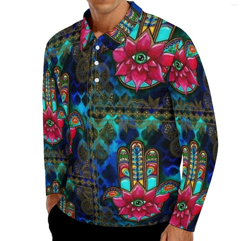 

Men' Polos Hand Casual T-Shirts Male Vintage Print Long Sleeve Polo Shirts Collar Y2K Autumn Custom Shirt Plus Size 4XL 5XL, Style-1