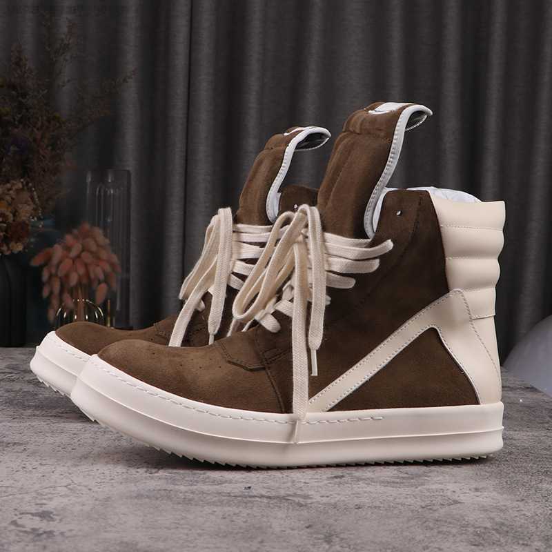 

Casual Rick Shoes for Man RO Owens Brown High Top Board Shoes Women's Sneakers