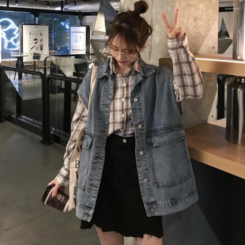

Women' Vests Autumn Student Denim Vest Women' Korean Version Slim And Versatile Fashion Loose Relaxed Sleeveless Coat, Black