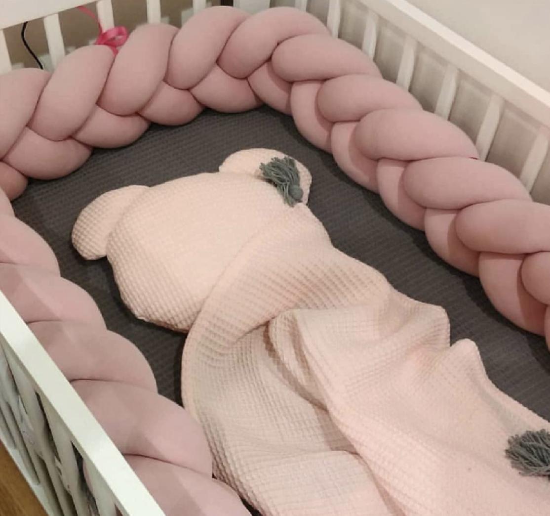 

4M Baby Bed Bumper On the Crib Bedding Set for born Baby Cot Protector Knot Braid Pillow Cushion Crib Anticollision Bumper 2207188826874, Olive colour