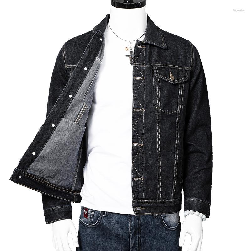 

Men's Jackets 2023 Spring Autumn Denim Coat Loose Youth Cotton Blue Lapel Casual Fashion Tidal Current Jacket Black Men's Large Size Top