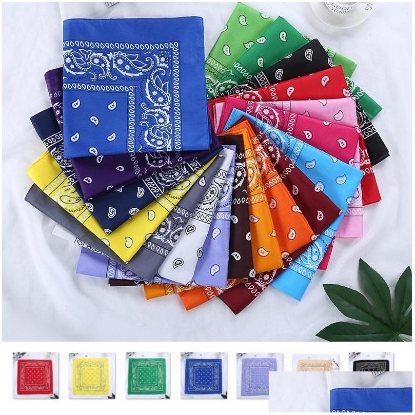 

Scarves Fashion Hip Hop Polyester Bandana Square Scarf 55Cmx55Cm Black Red Paisley Headband Printed For Women Men Boys Girls Drop De Dhxdl