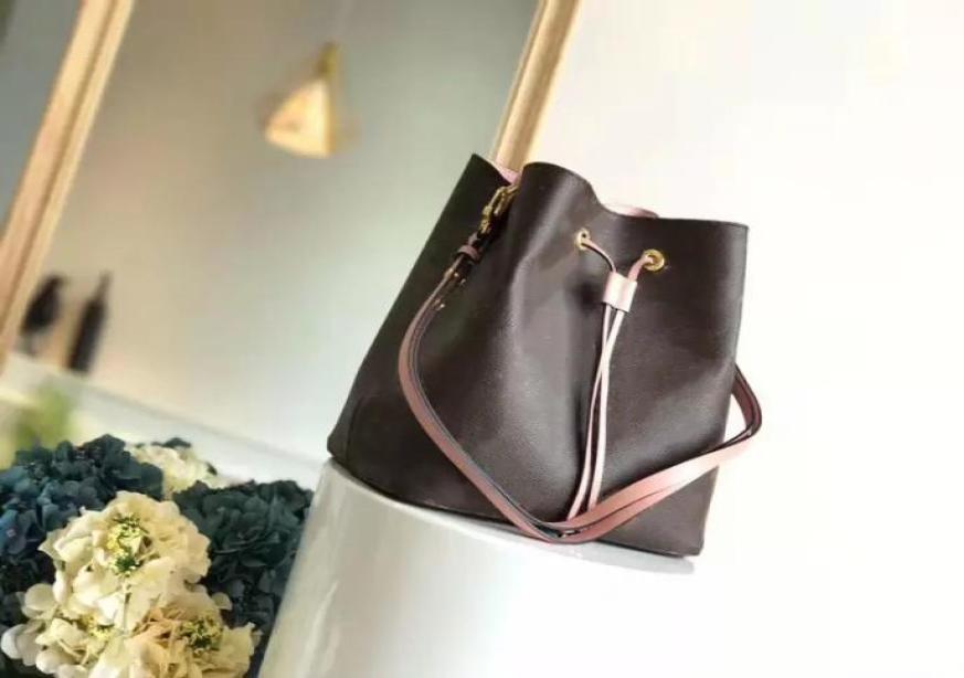 

High quality crossbody women Fashion famous NEONOE shoulder bags L flower printing designer handbags lady leather bucket bags purs4162610, Grey