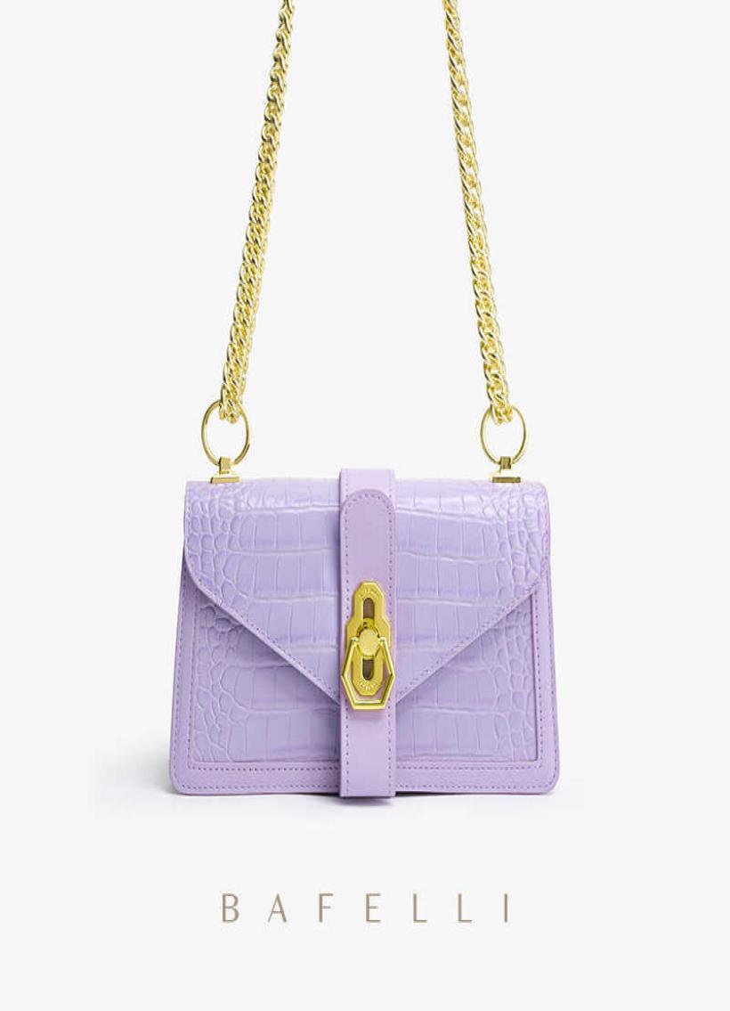 

Women Crocodile Leather Bag Brand Luxury Female Shoulder Designer Fashion Lilac Crossbody Chain Handbag9247600, Black