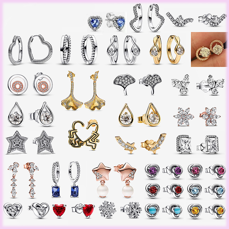 

925 Sterling Silver Pandora Luxury Earrings Women's RV Design Sense Is Suitable for Primitive DIY Women's Jewelry Fashion Accessories Free Delivery