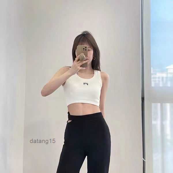 

Women Tanks & Camis Anagram-embroidered Cotton-blend Tank Tops Shorts Designer Skirts Yoga Suit Two Piece Dress Bra Vest Ladies Solid Vintage t Shirt Femme 3 SAR5, White long