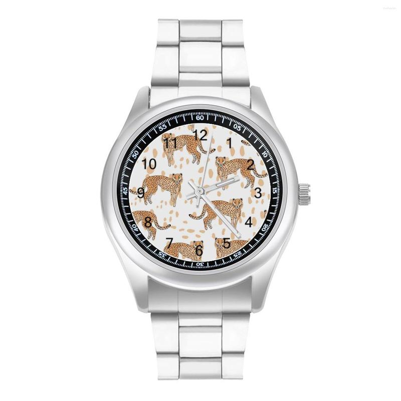 

Wristwatches Cheetah Pattern Leopard Quartz Watch Wild Animals Business Neat Wrist Steel Design Good Quality Girl Wristwatch, Style