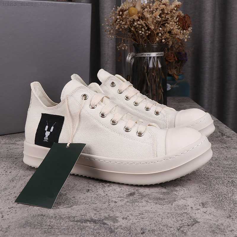 

Casual Rick Shoes Men's Board Shoes RO Owens Low Top Canvas Women's Sneakers, Black