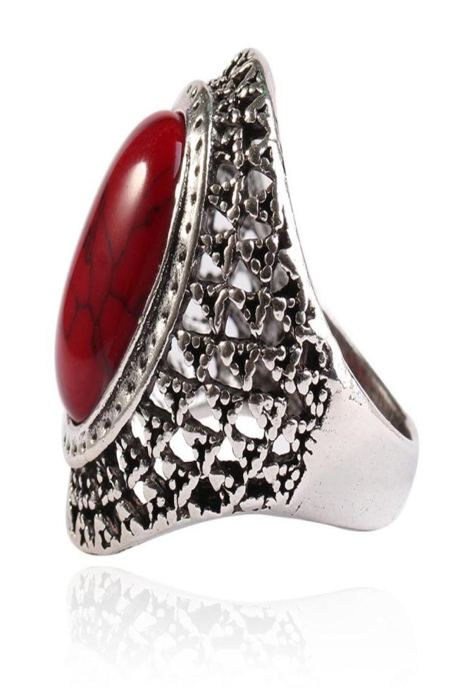 

WholeEuropean and American fashion hand jewelry retro fashion men039s explosive Oval Turquoise index finger ring5734546