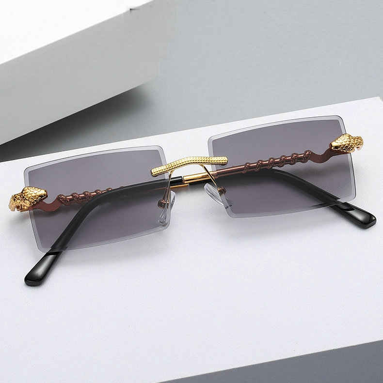 

Fashion style rimless serpentine superclear women's sunglass rectangle glasses personality men's beach travel discoloration sunglasses mix colors