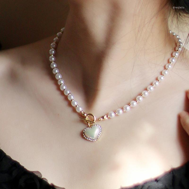 

Pendant Necklaces Elegant Imitation Pearl Bead Choker Necklace For Women Ladies Heart Clavicle Chain Lover Gift Jewelry