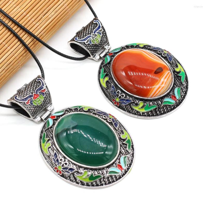 

Pendant Necklaces Vintage Ethnic Style Natural Gemstone Shell Necklace Lapis Lazuli Opal Rose Quartz Agate Tiger Eye Stone Jewelry Gift
