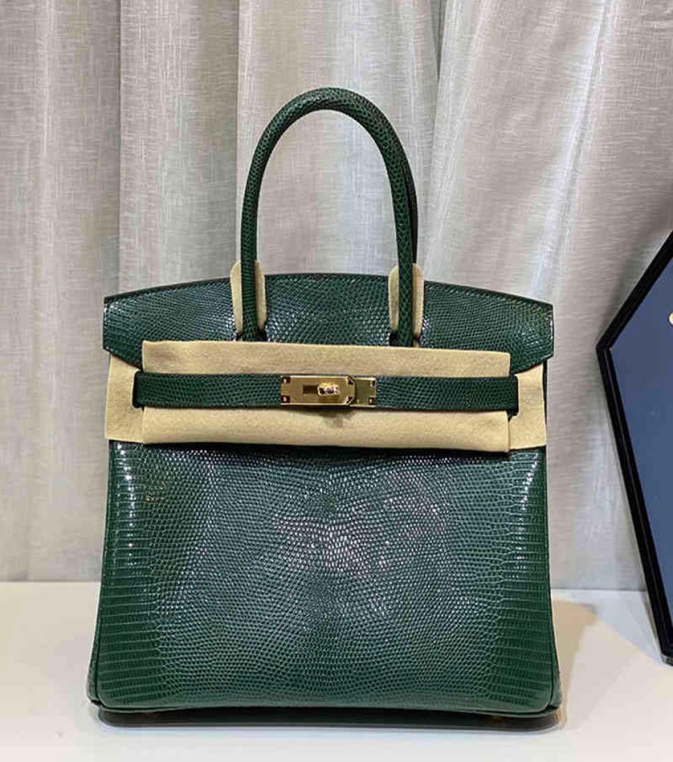 

Designer bags Hemees woman039s fashion handbag Handmade Imported Lizard Skin Portable Platinum Bag Leather Women039s Handbag9281366, Black