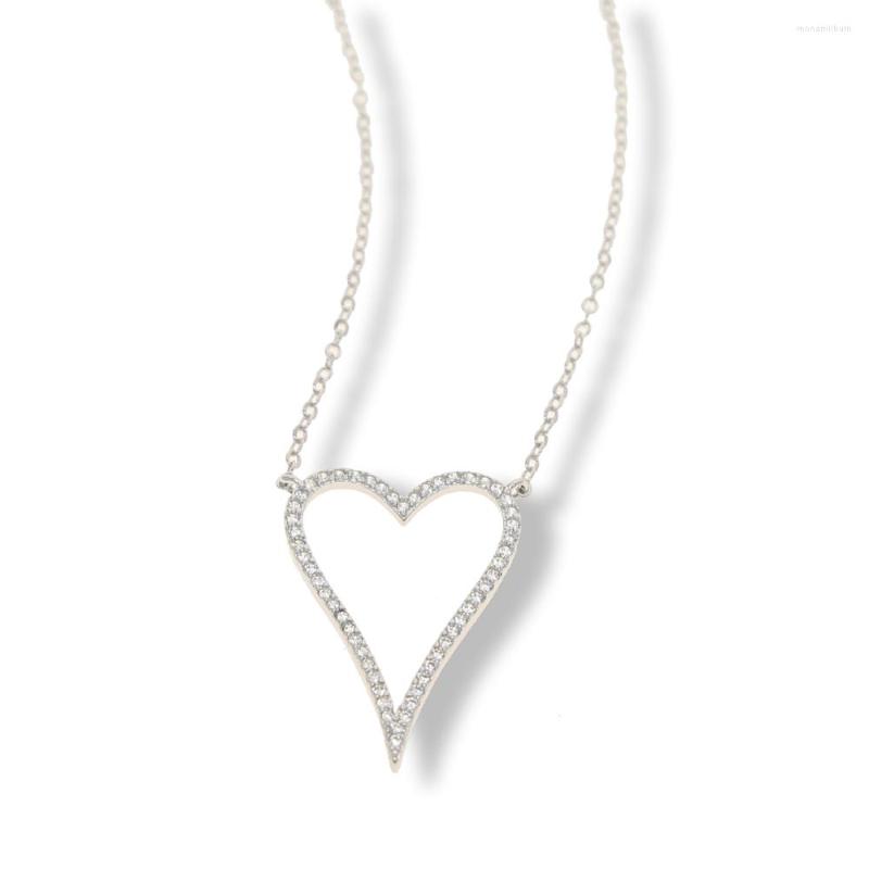 

Chains Arrived Women Cubic Zircon Stone Paved Heart Pendant Statement Necklace 41 5cm Sparking CZ Lovely Jewelry Gift