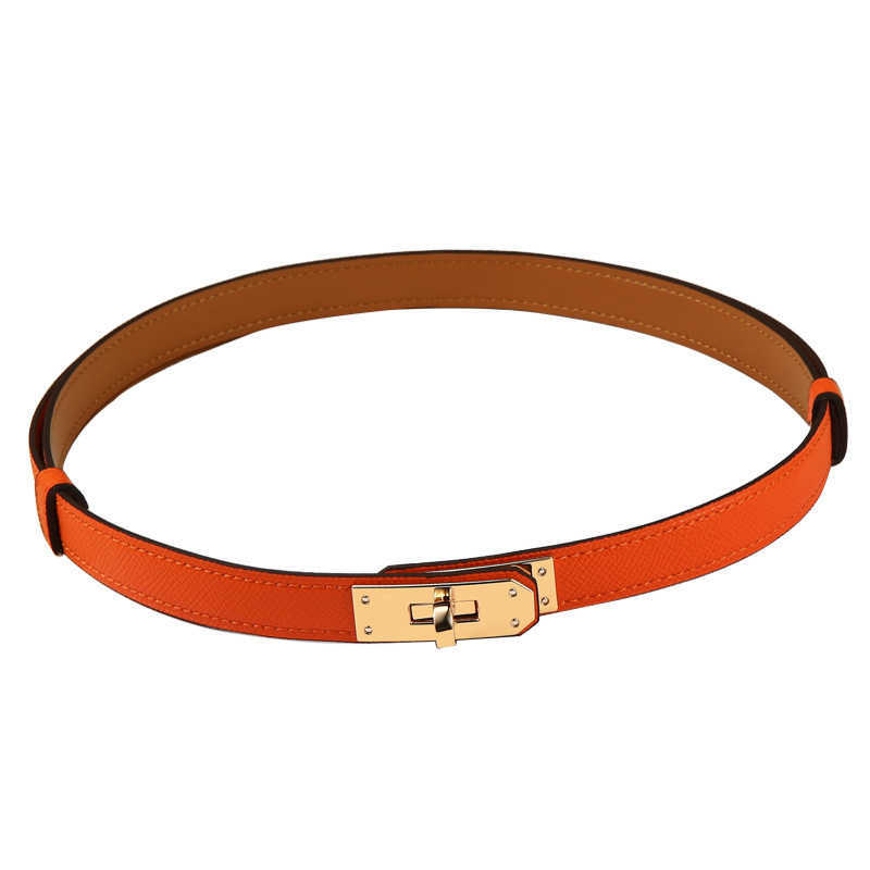 

Designer H Family Kelly Genuine Leather Slim Belt Women's Lock Button Coat Summer Decoration with Dress Waist Closure VersatileBQCW