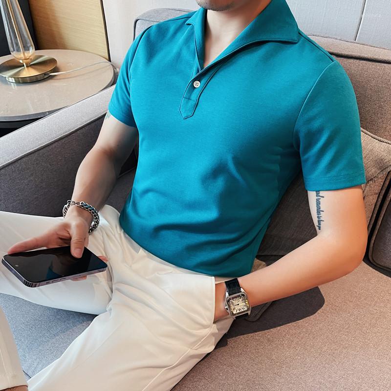 

Men's T Shirts High Quality Summer Lapel T-shirt Men Short Sleeve Slim Casual Tshirts Solid Color Business Social Tee Tops Black White Grey