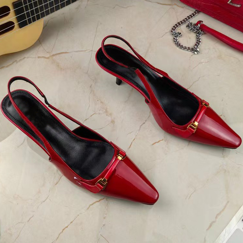 

2023 Designer Sandals High Heels Luxury brand New Saint Paris Dress Classic Women's 6cm 9cm Leather High Heels Wedding Dinner Shoes Leather Comfortable heels, 3-heel6cm