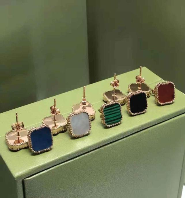 

Fashion Earrings Clover Stainless Earring Simple Design for Woman Classic 5 Color High Quality with BOX4881677