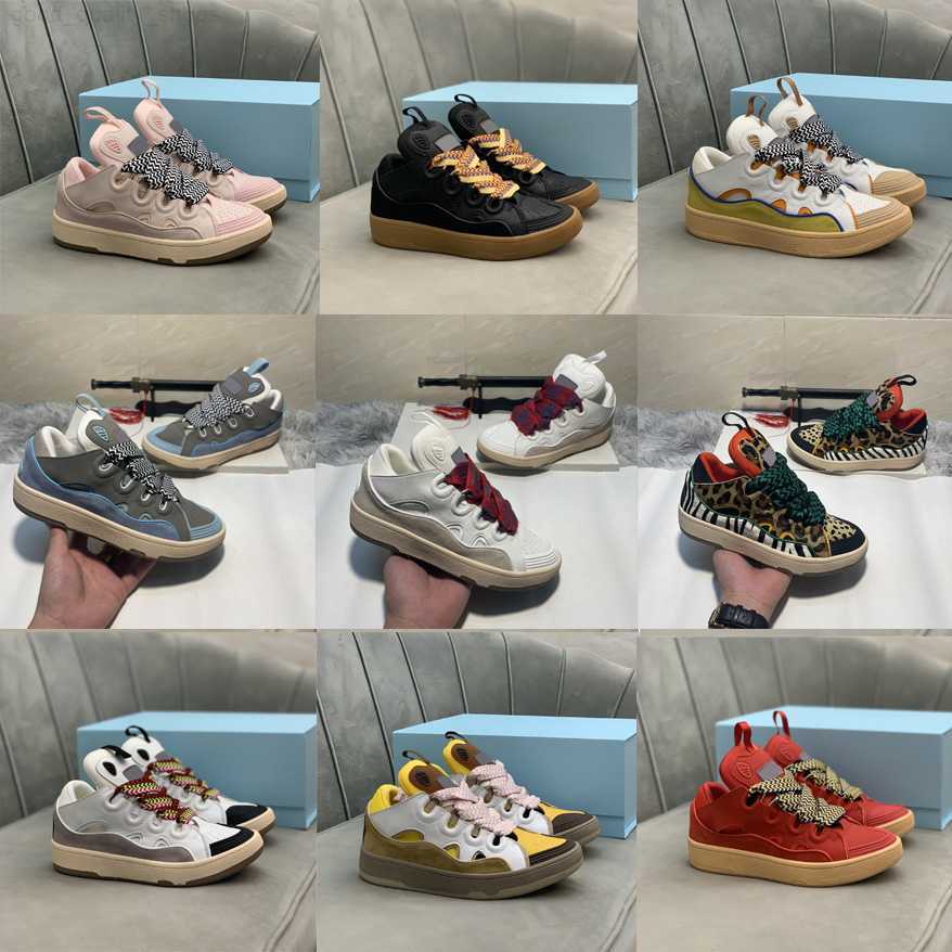 

Luxury Designer Curb Painted Low Top Casual Shoes Men Women Embossed Suede Leather Rubber Platform Loafers Breathable Nappa Calfskin Sneakers Size 35-46, 15