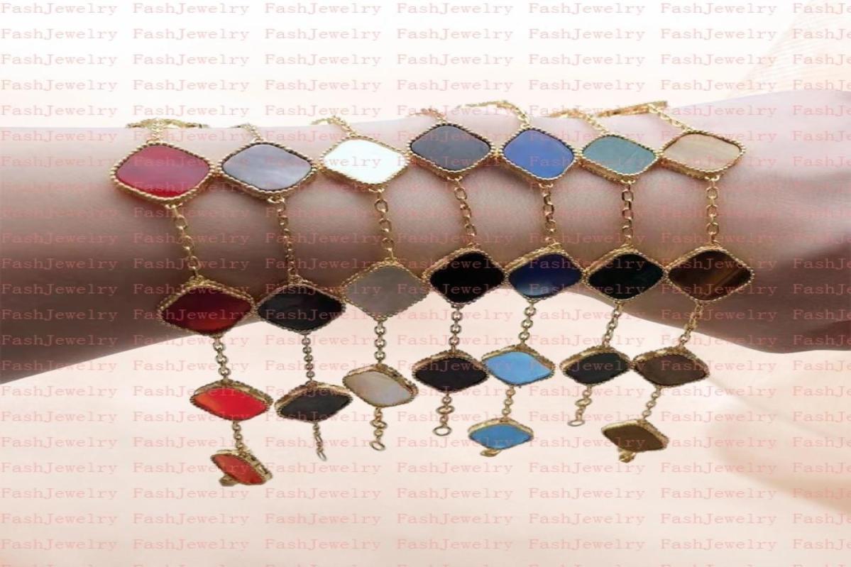 

Designer Classic Lucky Clover Black Onyx Chain 18K White Gold Plated Fashion Bracelets Ladies and Girls Valentine039s Day Mothe5315771