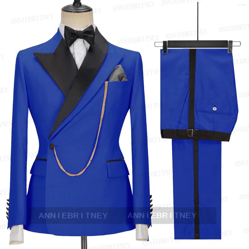 

Men's Suits 2023 Royal Blue Suit Men 2Pcs Custom Made Man Groom Wedding Tuxedo Fashion Formal Party Business Blazer Pants Set