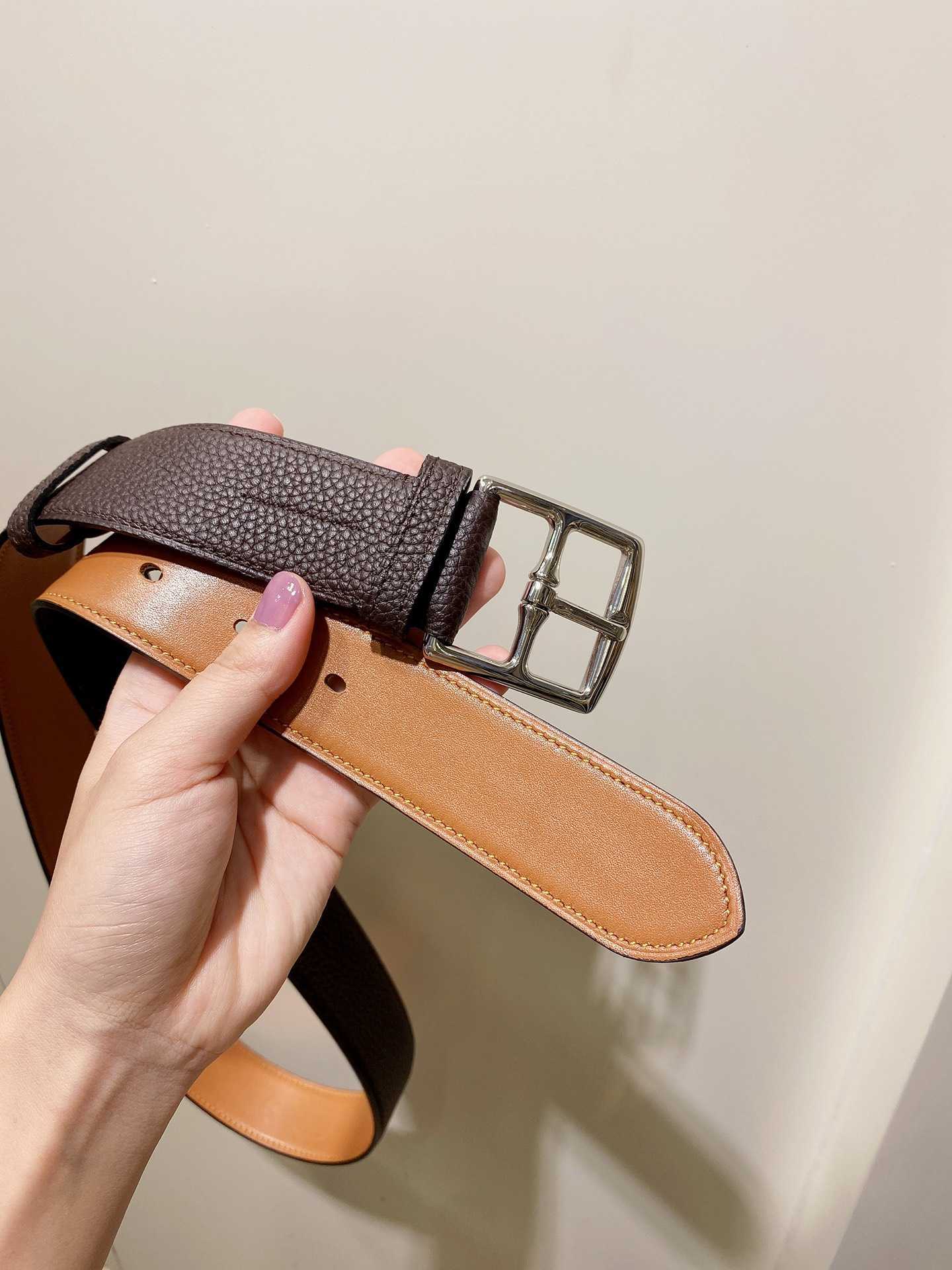 

Designer Men's Belt Classic H Family Needle Buckle Stainless Steel H-shaped Top Layer Cowhide Fashion Versatile LeatherO4M5