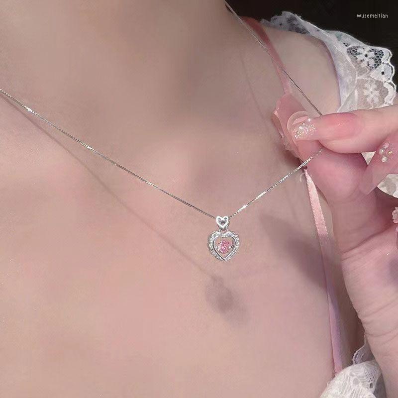 

Pendant Necklaces Heart For Women Coquette Pink Crystal Aesthetic Necklace Luxury Exquisite Gift 2023 In Jewelry Wholesale