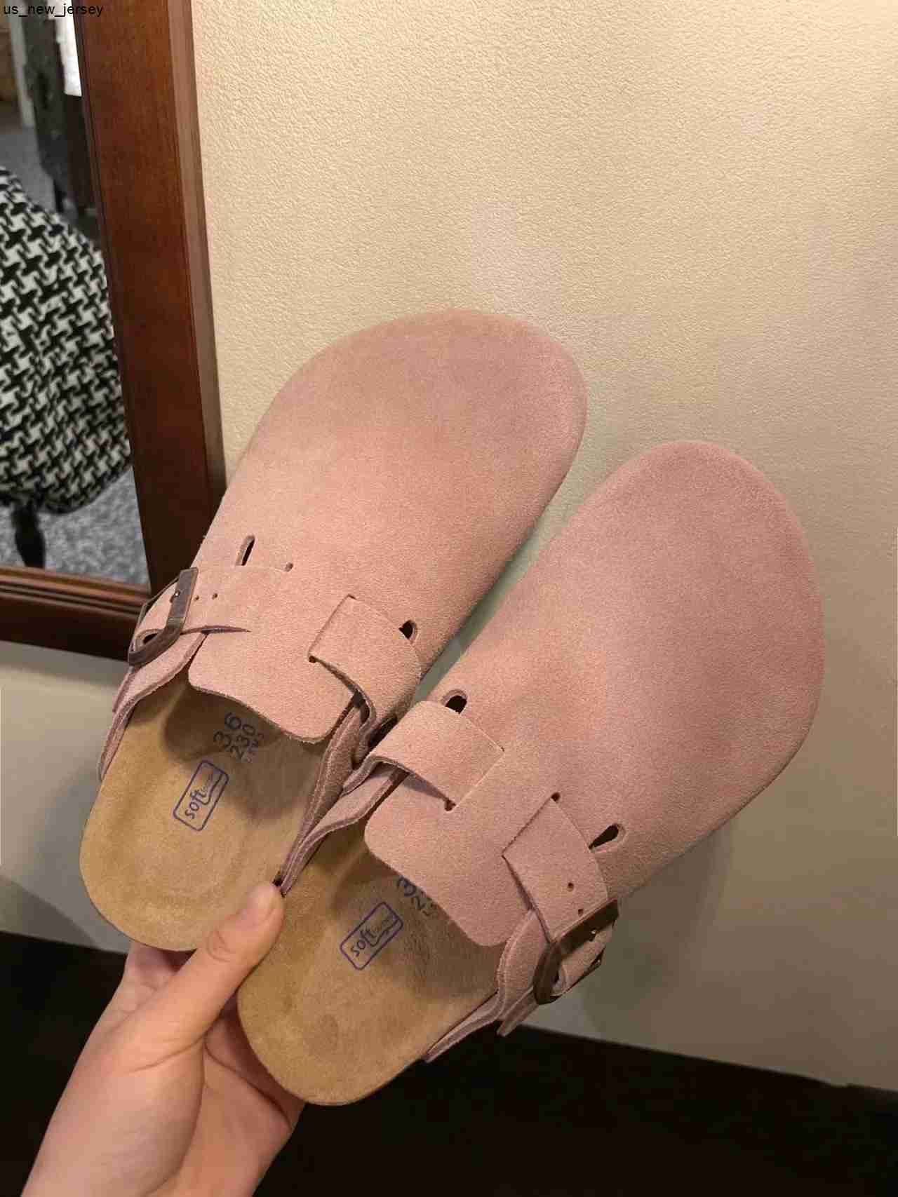 

Slippers Designer Birkinstocks Boken Shoes Germany Boken Autumn and Winter Semi-trailer Men Women Baldheaded Leather Cork Slippers Boston Size34-45 J230525, Color26