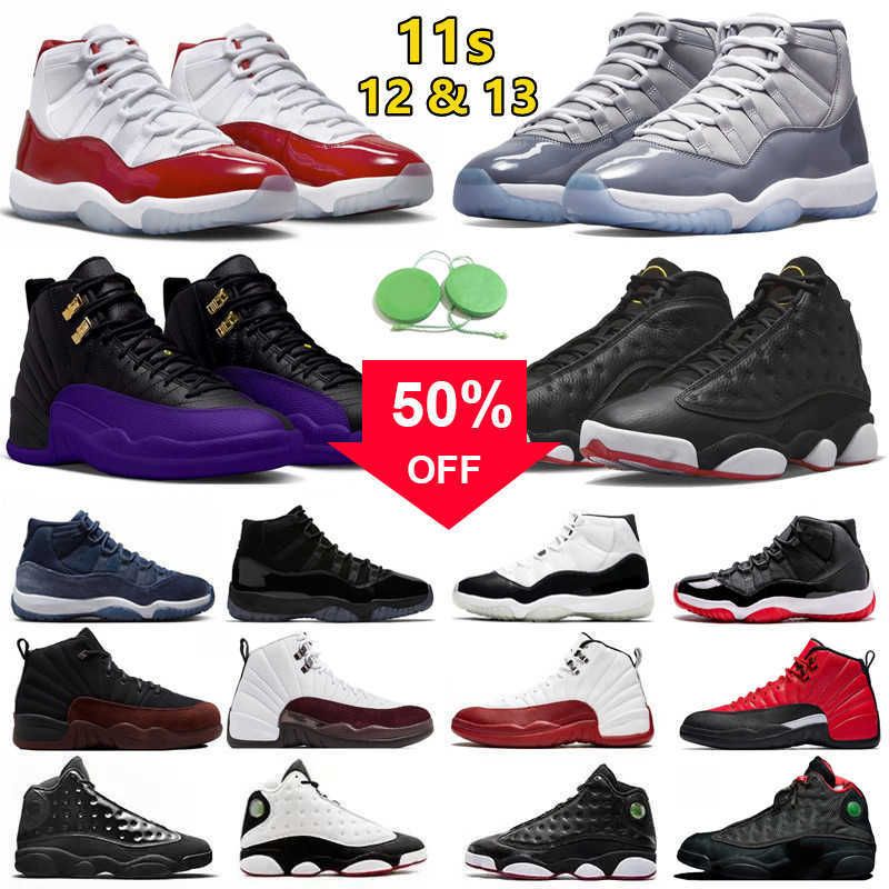 

Jumpman 11 12 13 Mens Basketball Shoes Cool Grey Cherry DMP Midnight Navy Cap and Gown Field Purple B.I.G. Biggie Playoffs 11s 12s 13s men Velvet sneakers, Color#29