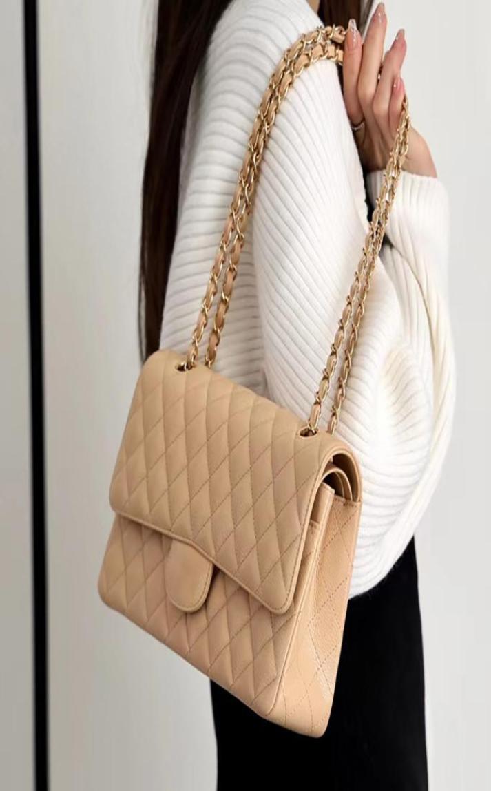 

Designer Tote Bag Luxury Evening Bags 10A Mirror quality Caviar Flap Bags A01112 Chain Bag 25CM Shoulder Handbags With Box C0011923239, Khaki