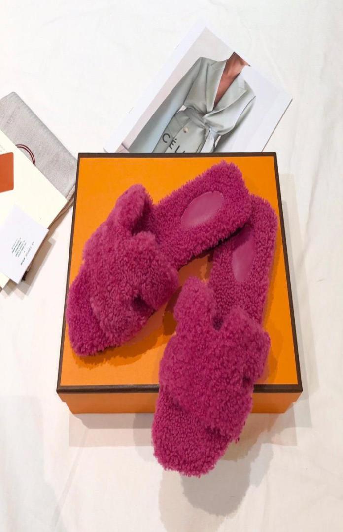 

Designers Slippers Women Woolskin Sheepskin Slides Winter Plush Fur Slide Classic Casual Sandals Rubber Sole Flat Slipper6376531, Brown