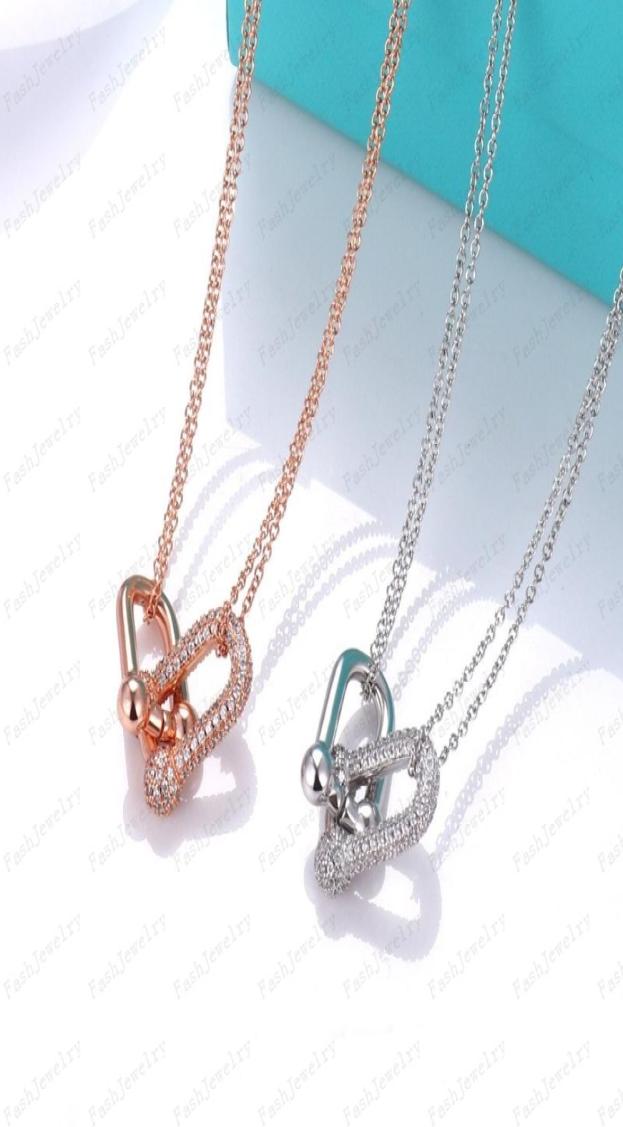 

Designer full diamond love necklace female stainless steel couple gold chain square pendant neck luxury jewelry gift girlfriend ac7067584