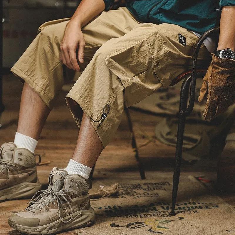 

Men's Pants Spring Summer Casual Soft Solid Men's Cool Boys Waist Loose Suit Pocket Sports Calf-Lenght Cargo, Khaki