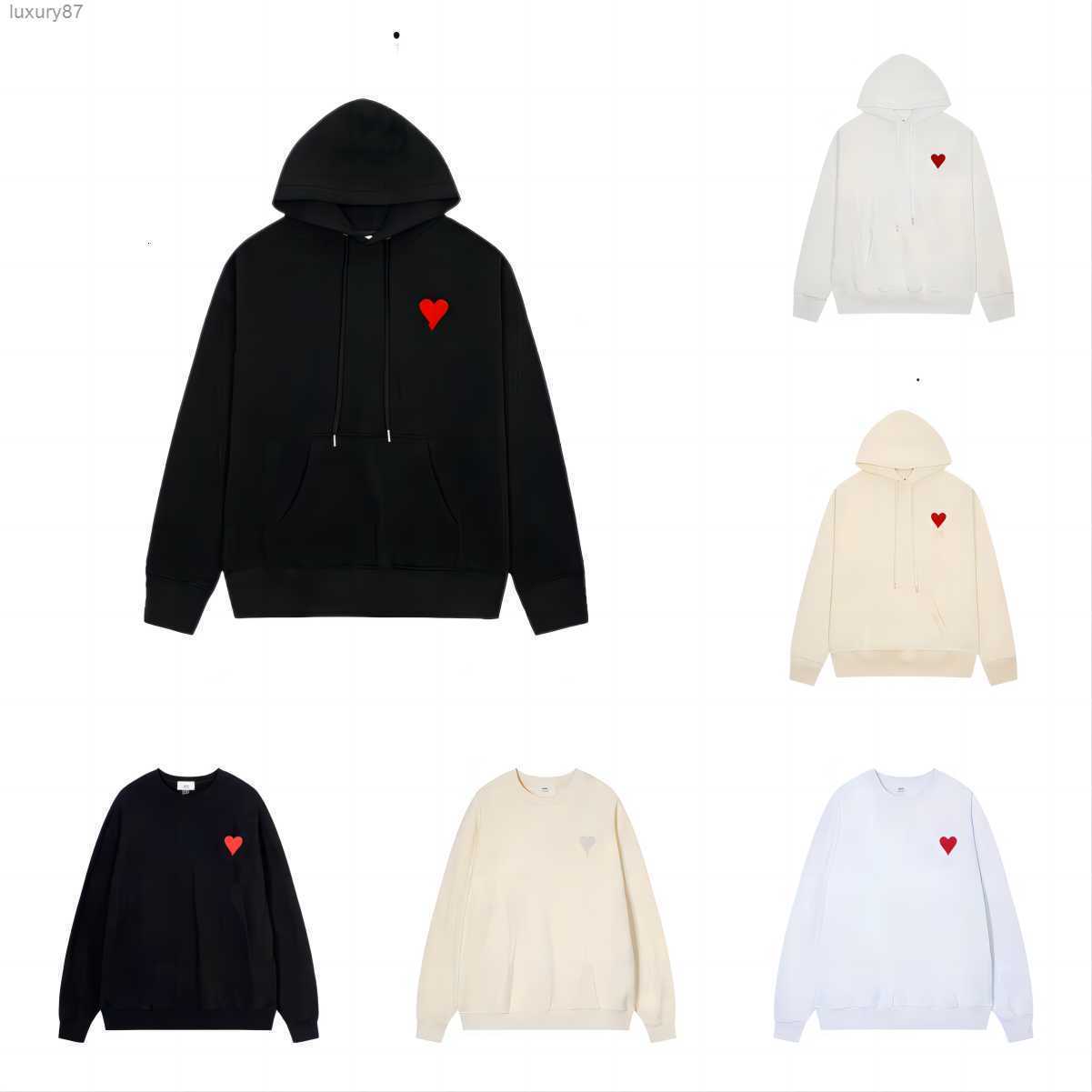 

Hoodie Male and Female Designers Amis Paris Hooded Highs Quality Sweater Embroidered Red Love Winter Round Neck Jumper Couple Sweatshirts Ph12, Beige
